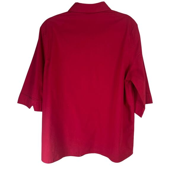 American Sweetheart 3/4 length sleeve red blouse size L - Picture 2 of 6